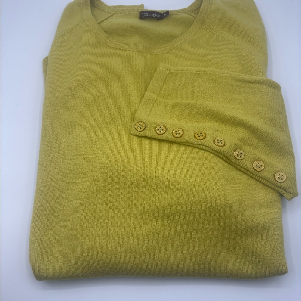 J McLaughlin Jamey Sweater Size Medium Long Sleeve Button Mustard Yellow